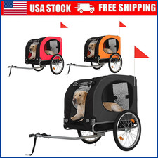 Bicycle Dog Carrier Bike Trailer Easy Folding Cart Frame Washable 88lbs Pet Cart