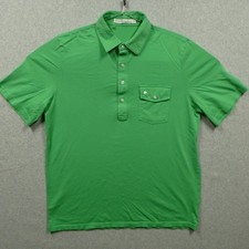 Criquet Polo Shirt Mens Large Green Pocket Classic Golf Soft Pima Cotton