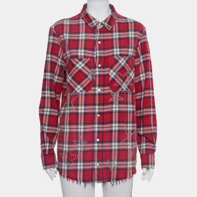 入手困難！AMIRIアミリ LACED PLAID SHIRTS チェックシャツ Amiri Red Plaided Flannel Studded Star Detail Shirt M | eBay