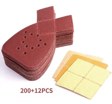 212PCS 95x135mm 12-H AO Mouse Sanding Discs Hook & Loop Sanding Pads For Wood