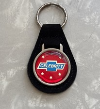 Vintage Keychain CHEVROLET CELEBRITY Key Fob Ring Chevy Bowtie Logo FAUX LEATHER