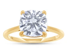 2Ct Cushion Cut Lab Grown Diamond Solitaire Engagement Ring 10K Yellow Gold
