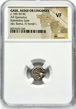 100-50 BC GAUL AEDUI LINGONES Ancient Greek Silver Quinarius Coin NGC VF