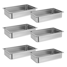 6pcs Full Size Steam Table Pans, 4" Deep Restaurant Steam Table Pans Commercial