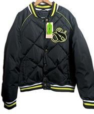 Scotch Soda Quilted Bomber Jacket Mens Large Black Varsity NWT