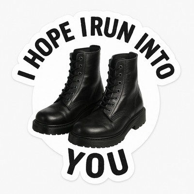 I Hope I Run Into You Vinyl Sticker   Black Boots Love Decal