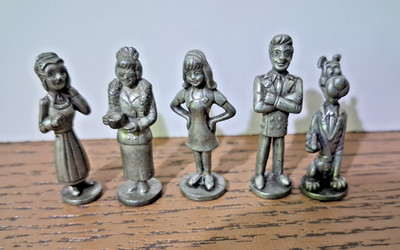 Clue Scooby Doo Board Game Pewter Game Tokens 5 Figures Replacements
