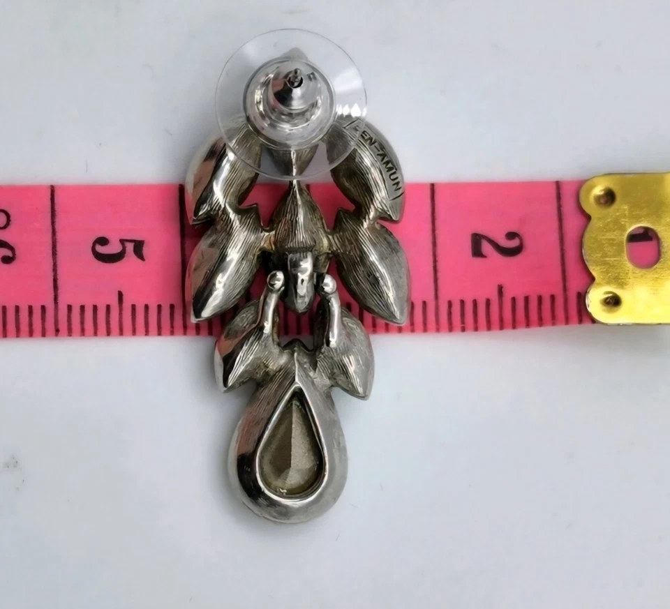 BEN AMUN CRYSTALS TURQUOISE DANGLE FORMAL SILVER POST EARRINGS - Изображение 2 из 4