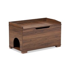 Walnut Brown Finished Wood Cat Litter Box Cover House