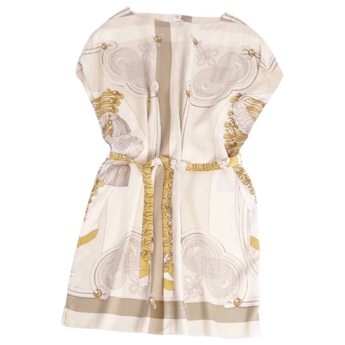 HERMÈS Abito Hermes seta con cintura anni 20 taglia 44 manica francese autentico