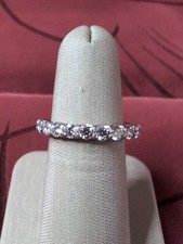 Vintage 925 Sterling Silver GP Clear CZ Nine Stone Ladies Band Ring Size 7
