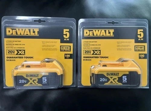 DEWALT DCB205-2 20V Max XR 5.0Ah 리튬 이온 배터리 2개입 (새 제품)