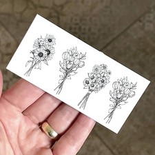 Temporary tattoo sheet Bouquet, Flower Tattoos, Floral Tiny Tattoos, Black