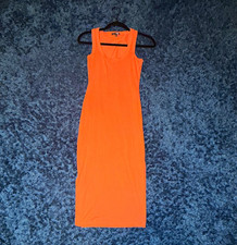 Fashion Nova Burnt Orange Solid Scoop Neck Sleeveless Stretch Bodycon Midi S