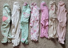 6 Month Girl Sleeper Lot 7 pieces Flower Butterfly Elephant  Strawberry design