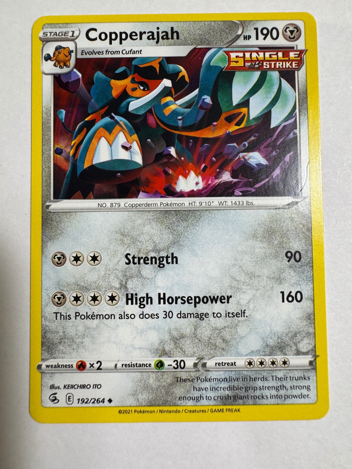 Copperajah 192/264 Uncommon Fusion Strike Pokemon Near Mint