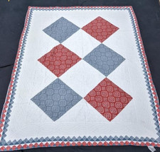 Vintage Beautiful Quilt Different Pieces Hand Woven size 78x63 inches
