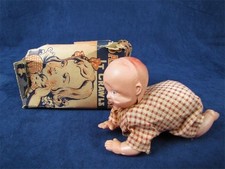 Vintage Baby Mine Celluloid Tin Crawling Wind Up Toy Baby Partial Box Japan