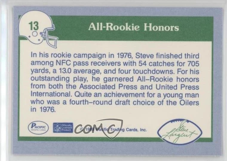 1989 Pacific Steve Largent Steve Largent #13 HOF - Image 2 of 2