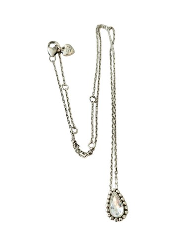 Brighton Silver Tone Teardrop Clear Crystal Pendant Necklace, 19.5" Long J90 - Picture 7 of 7