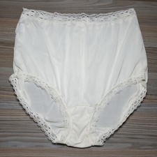 Vintage Olga Ivory Panty Sheer Nylon Sissy Granny Lace Brief Sz. 5 /S Hip 35-37"