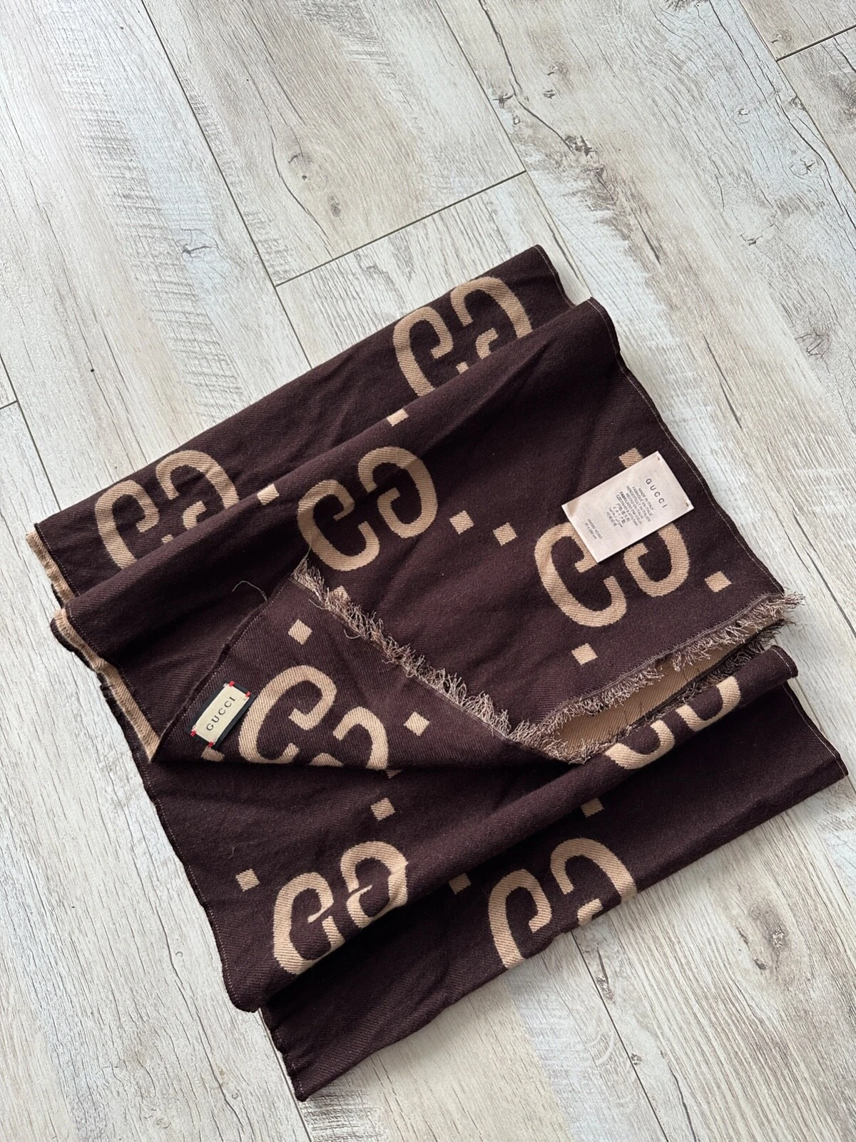 Gucci Authentique 91% Laine Lana Écharpe Étole Wrap 4955924G350 35x190 cm Unisexe