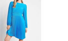 nwt EXPRESS 2023 HOLIDAY METALLIC blue top pleated dress xs