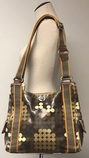 Orla Kiely Coated Cotton Mcm Beige To Brown Tonal Print Shoulder Crossbody Bag