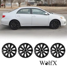 For 2009-2025 Toyota Corolla 4PCS 16" Wheel Covers Black Lacquer Snap On Hub Cap