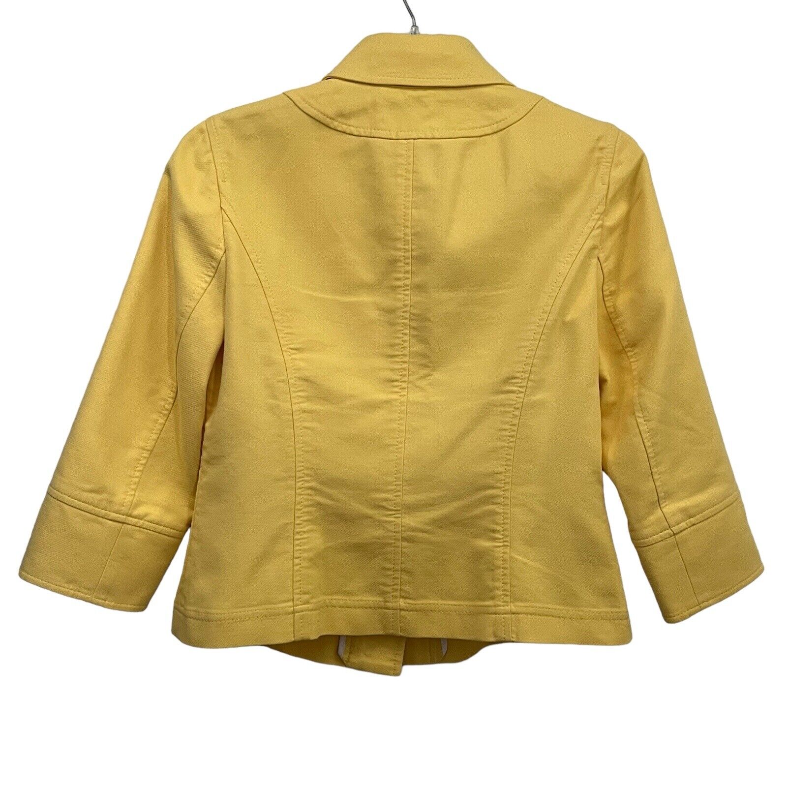W by WORTH- Yellow 100% COTTON 3/4 Sleeve Gold La… - image 2