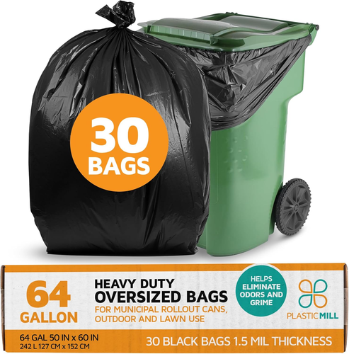 Heavy Duty Trash Bags - Black Garbage Bags - Plastic Trash Bags - Tall Trash Bag