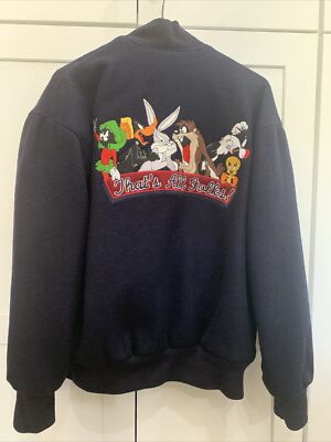 Warner Brothers Wool Varsity Jacket Adult SMALL Looney Tunes ''That's All Folks''!
