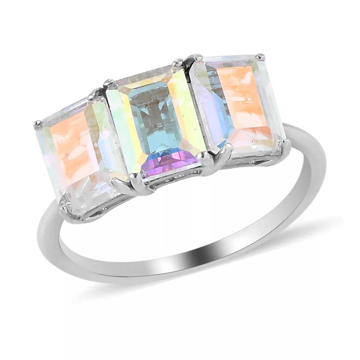 Amazon.com: Gem Stone King 925 Sterling Silver and 10K Yellow Gold Round  Mercury Mist Mystic Topaz and Blue Diamond 3 Stone Ring For Women (1.09  Cttw, Available In Size 5, 6, 7, 8, 9): Clothing, Shoes & Jewelry