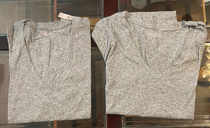 New 2 Victoria’s Secret Gray V-Neck Shirts Size L