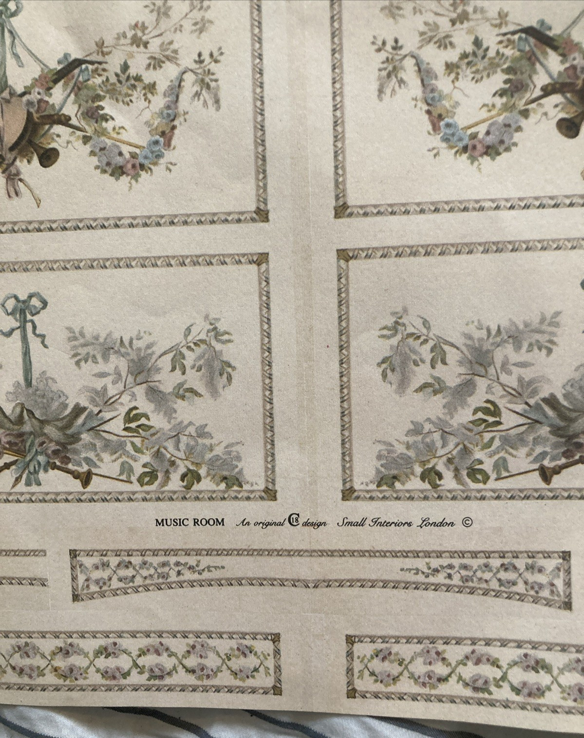 VINTAGE "SMALL INTERIORS"  RARE MUSIC ROOM PAPER x 2 4