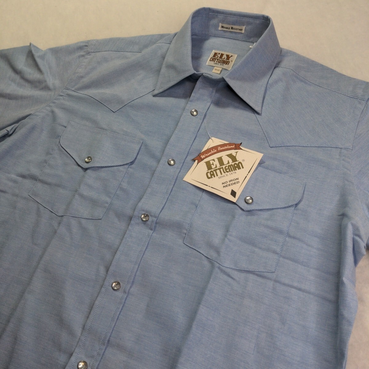 Ely Cattleman Wrinkle Resistant Short Sleeve Snap Button Shirt Men's Sz  B3