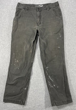 Carhartt Pants 34X29 Gray Rugged Flex Paint Splatter Distressed Canvas Workwear