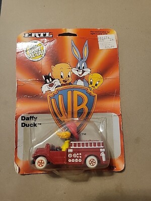 Daffy Duck Red Fire Truck - ERTLE Looney Tunes Die-Cast Metal In Package