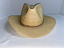 Vintage Stetson DELTA NATURAL Straw Cowboy Western Round Oval Hat Size 7 W55603F