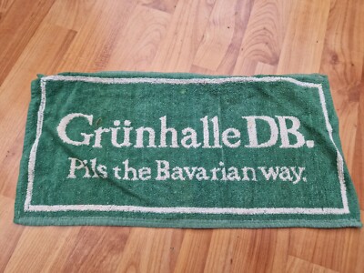 RARE VINTAGE GRUNHALLE DB PUB BAR BEER TOWEL BREWERIANA