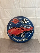 Open Road Brands Embossed Chevrolet Corvette 12 inch Metal Sign Round     W2