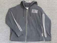Reebok Full Zip Hooded Sweatshirt Womens Size L Black Long Sleeve Chest Logo