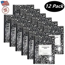 12 Pack Note Books Composition Wide Ruled Book 100 Sheet 200 Page Back to School