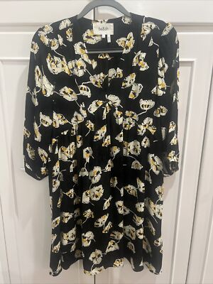 Bash Dress size xs Abstract Floral yellow SHORT ba&sh V neck Dress size xs/us 2
