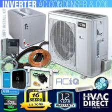 ACiQ 1.5 Ton 16 SEER2 Inverter Central Air Conditioner & Coil AC System