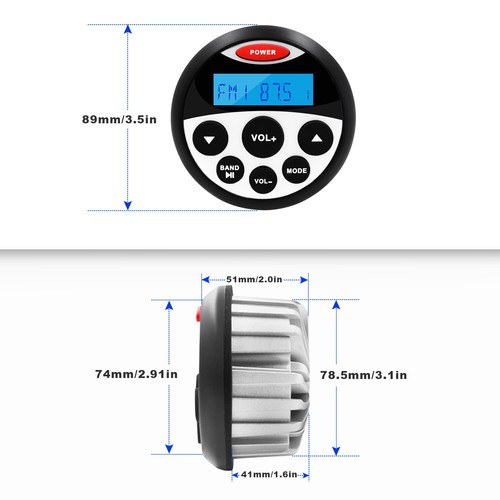 Sistema de audio Bluetooth de radio estéreo marina para automóvil + altavoces impermeables + antena - Imagen 3 de 12