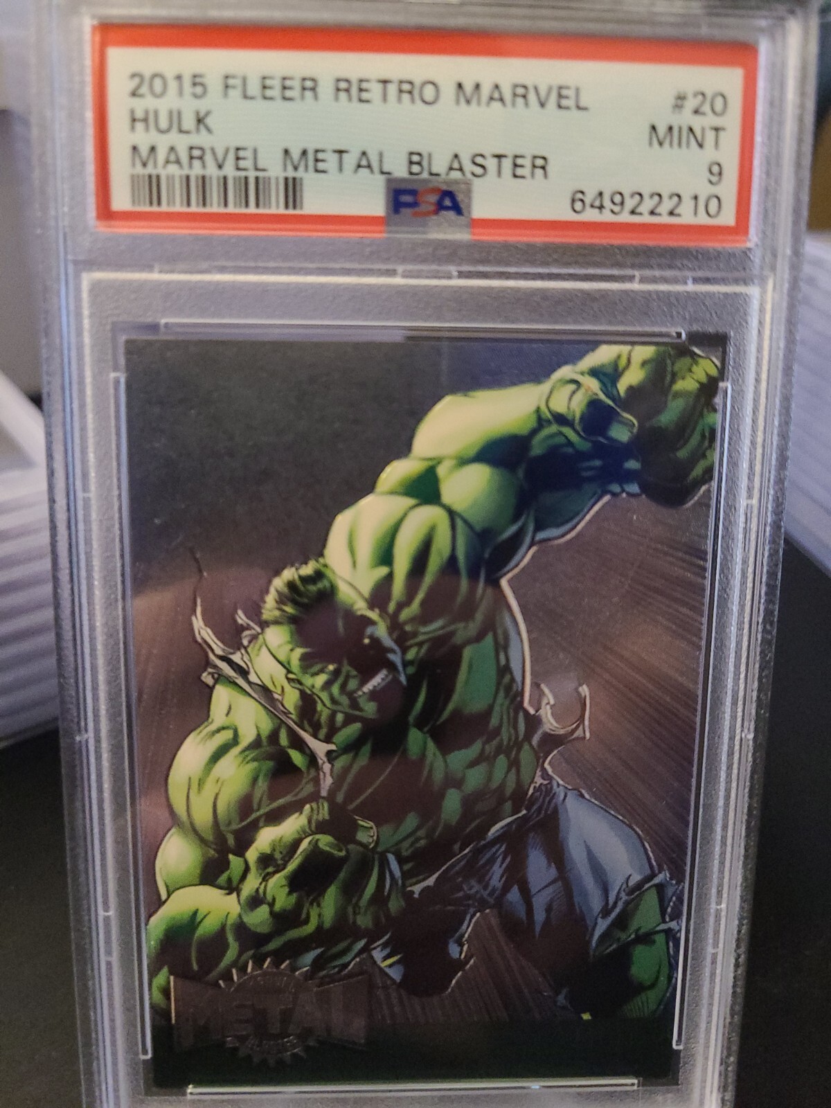 2015 fleer marvel retro metal blaster HULK PSA 9