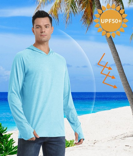 UPF50+ Men's UV Sun Shirts Outdoor Fishing Hoodies Long Sleeve Performance Tops - Picture 2 of 96
