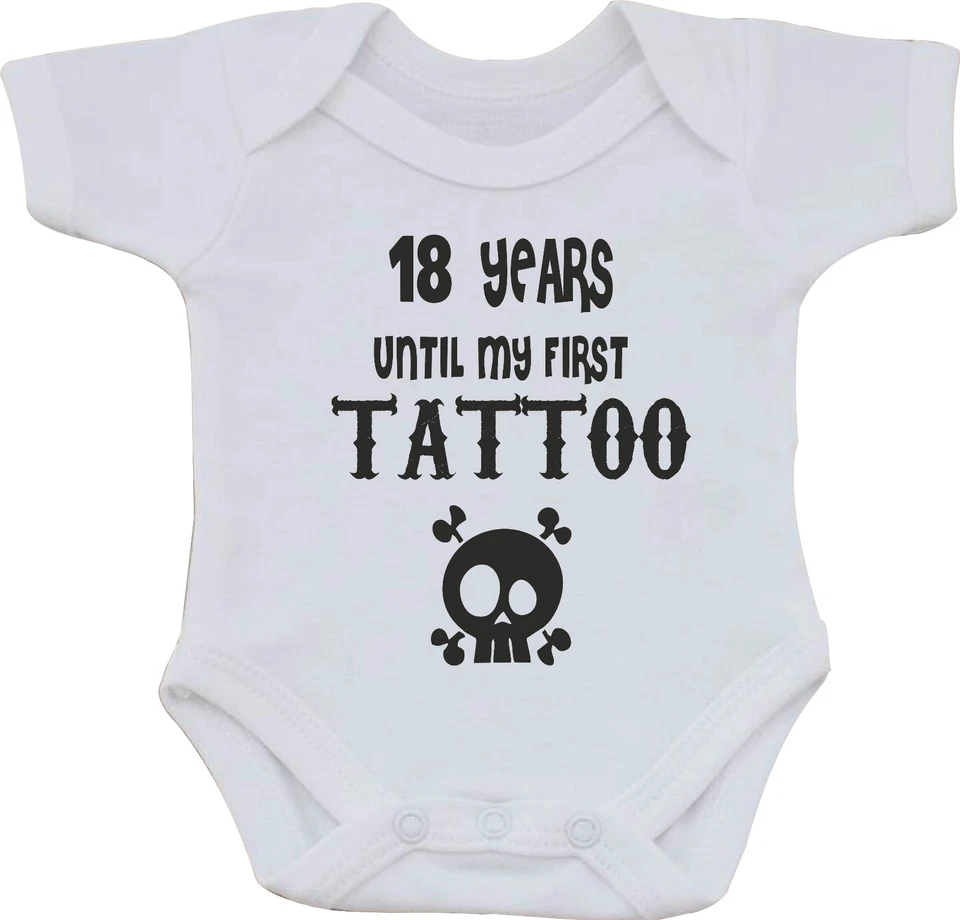 HANDMADE 18 YEARS TO MY FIRST TATTOO GOTH LUSTIGE BAUMWOLLE BABY WESTE