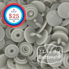 1000 Sets KAM Snaps: LIGHT GRAY-Size 16/T3-Plastic Snap Buttons Sewing Crafts